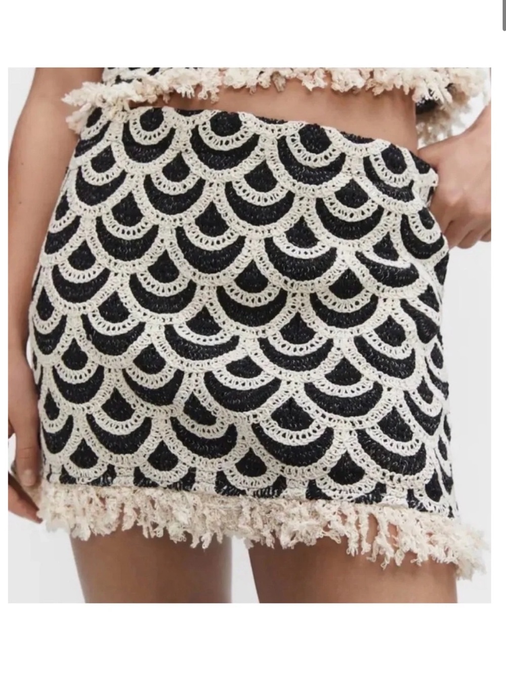 Mango Women's Geometric Crochet Skirt